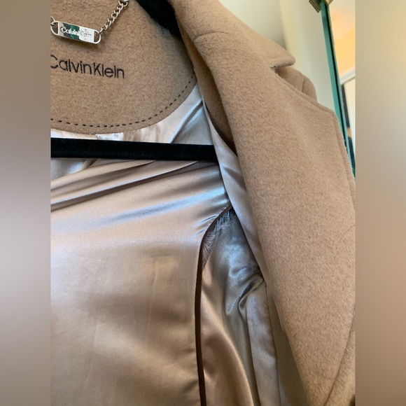 Calvin Klein Wool-Blend Button Front Coat in Camel size 2 - Picture 8 of 15